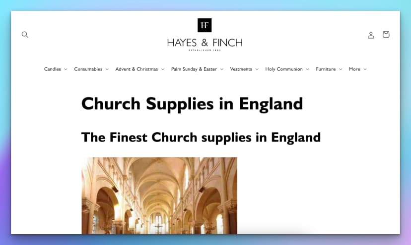 Church Supplies in England