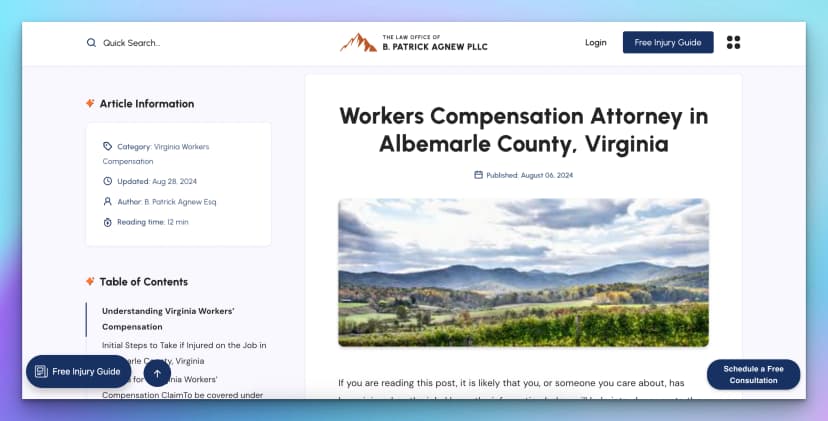 Workers Compensation Attorney in Albemarle County, Virginia
