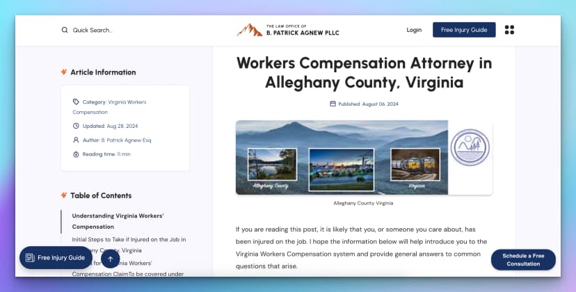 Workers Compensation Attorney in Alleghany County, Virginia